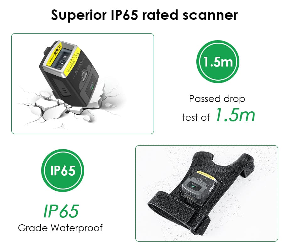 Glove Barcode Scanner 2D GS02 Wearable Bluetooth Barcode Reader with Zebra SE4107