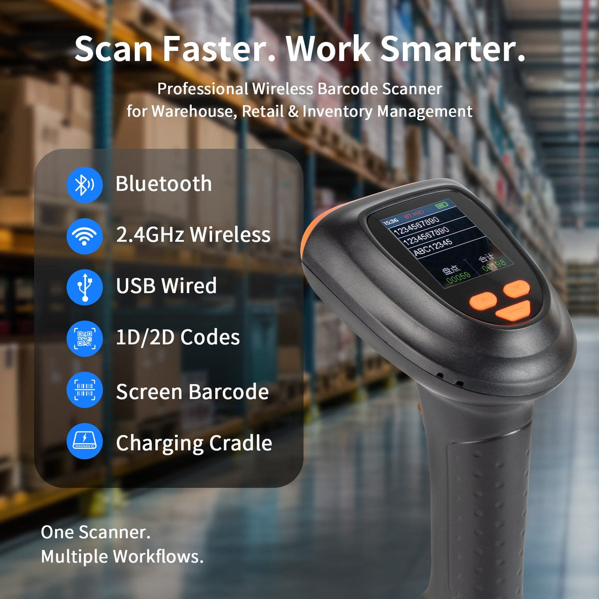 Wireless Barcode Scanner with diplay